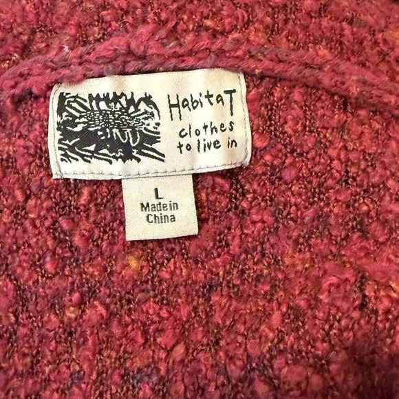 Habitat Cardigan Women's LG Chunky Knit Red/Pink Cowl Neck Open Front Lagenlook - Picture 15 of 16
